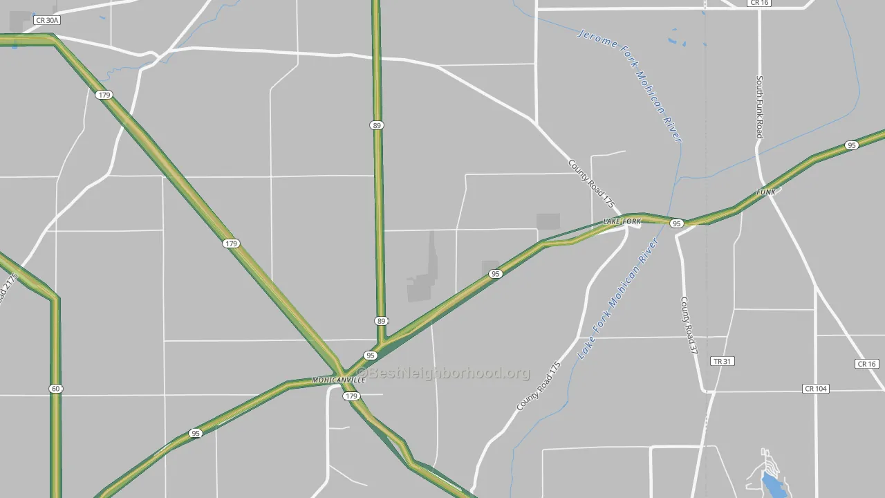 Lake Fork, OH Map of Noise Levels in Lake Fork