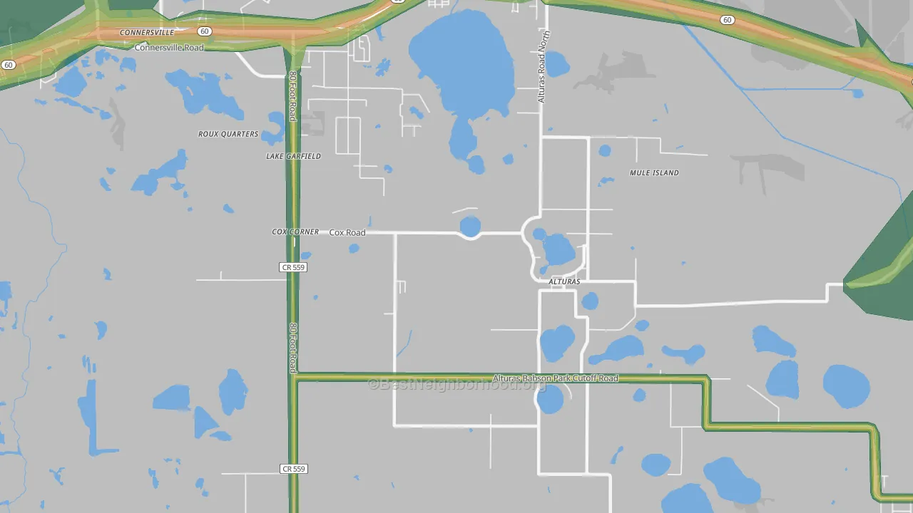 Lake Garfield, FL Map of Noise Levels in Lake Garfield