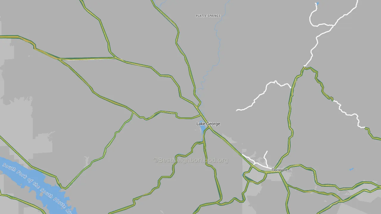 Lake George, CO Map of Noise Levels in Lake George