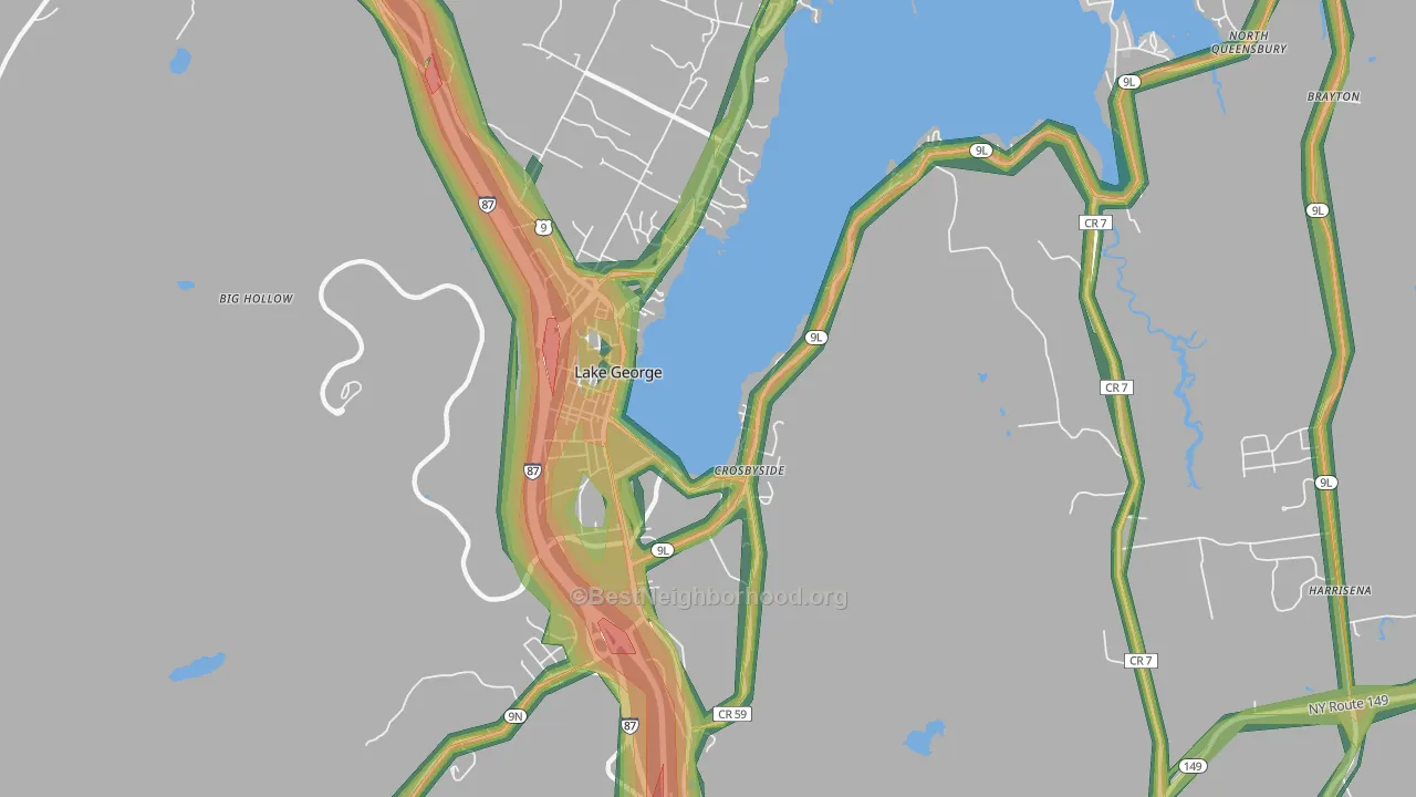 Lake George, NY Map of Noise Levels in Lake George