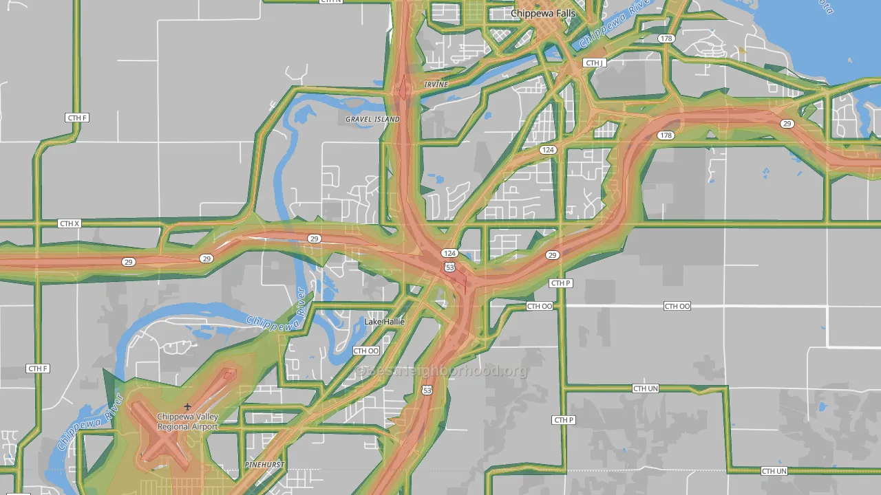 Lake Hallie, WI Map of Noise Levels in Lake Hallie