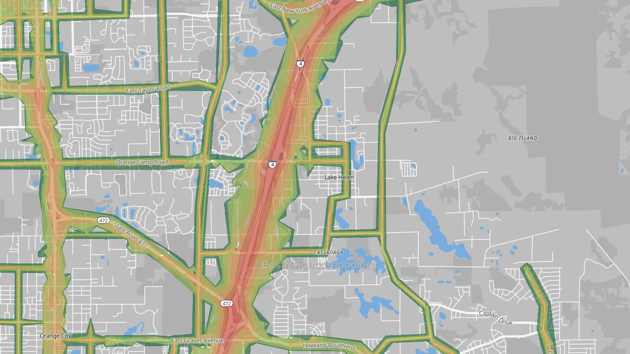 Lake Helen, FL Map of Noise Levels in Lake Helen