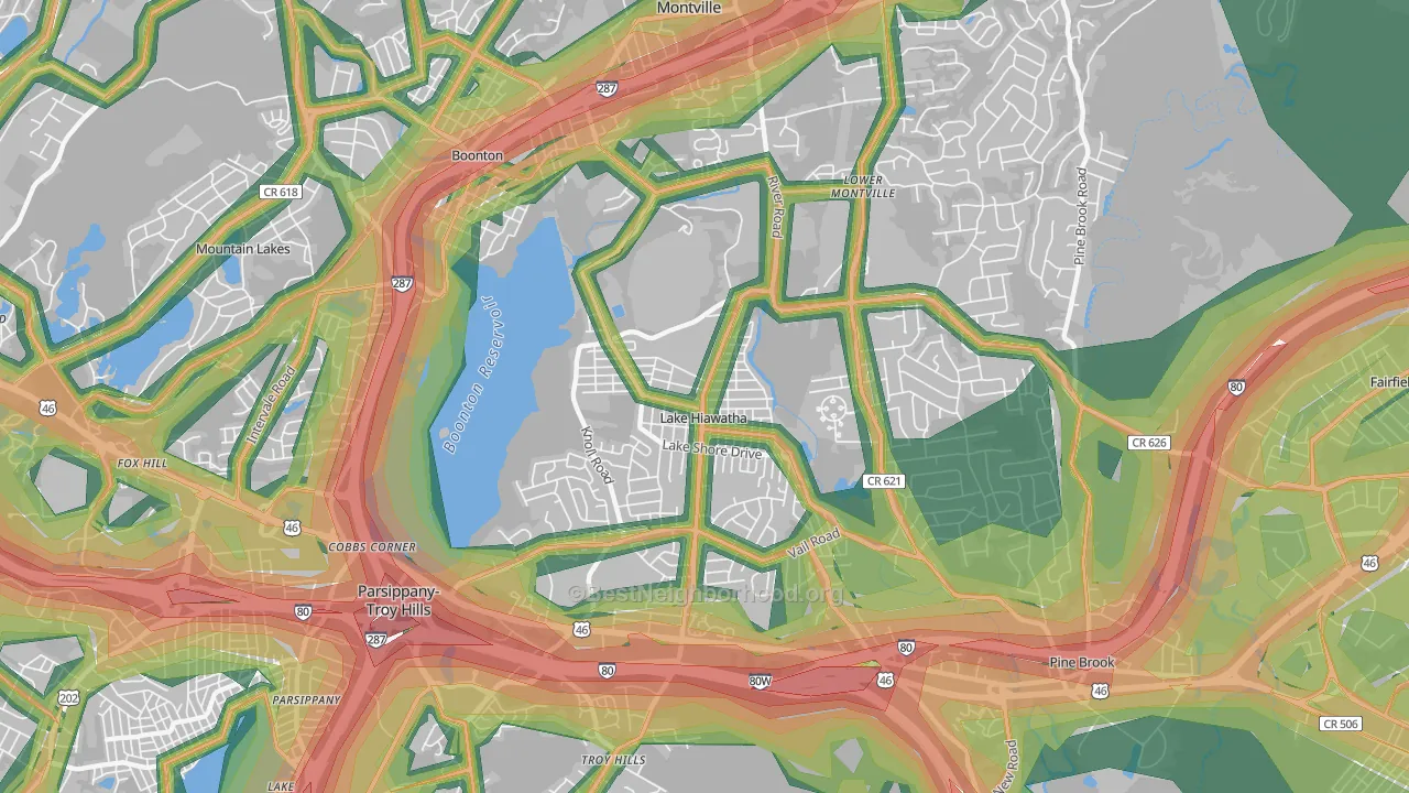 Lake Hiawatha, NJ Map of Noise Levels in Lake Hiawatha