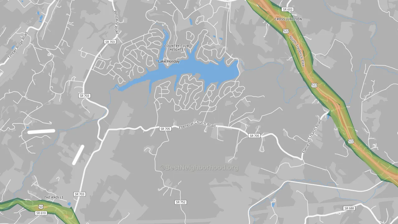 Lake Holiday, VA Map of Noise Levels in Lake Holiday