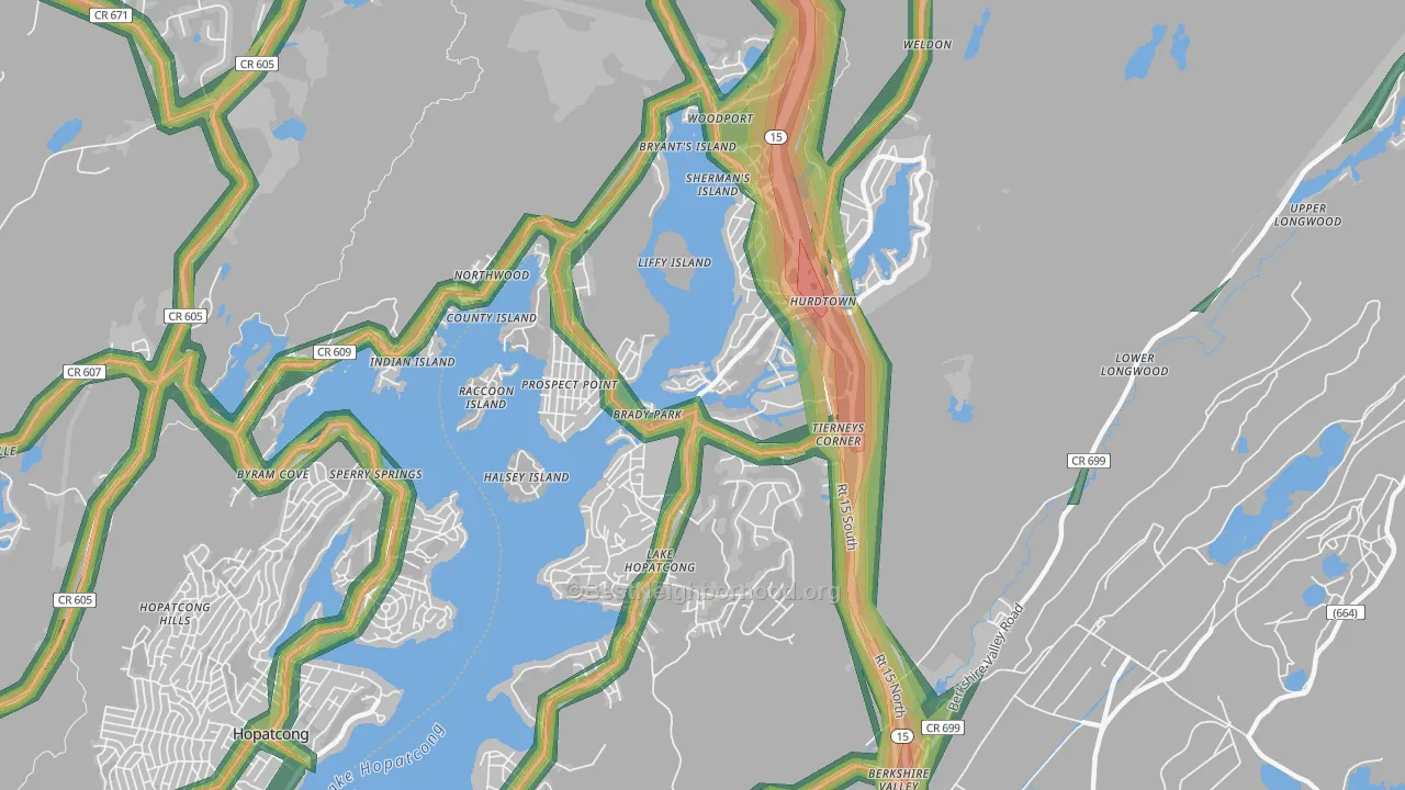 Lake Hopatcong, NJ Map of Noise Levels in Lake Hopatcong