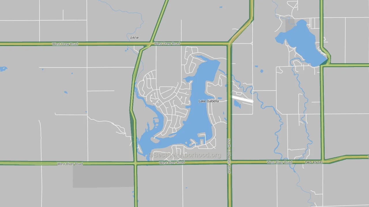 Lake Isabella, MI Map of Noise Levels in Lake Isabella