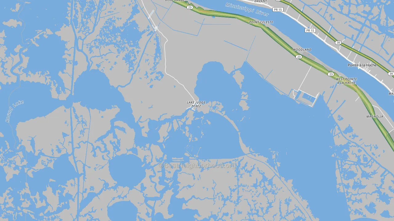 Lake Judge Perez, LA Map of Noise Levels in Lake Judge Perez
