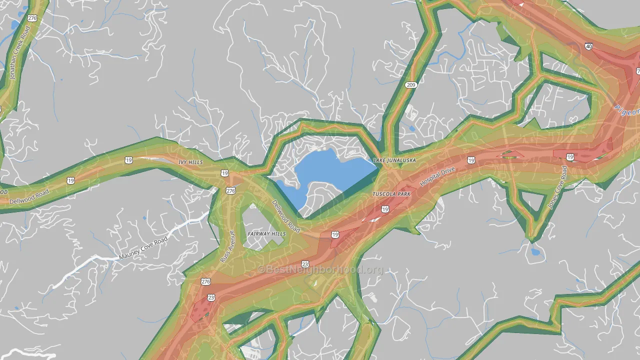 Lake Junaluska, NC Map of Noise Levels in Lake Junaluska