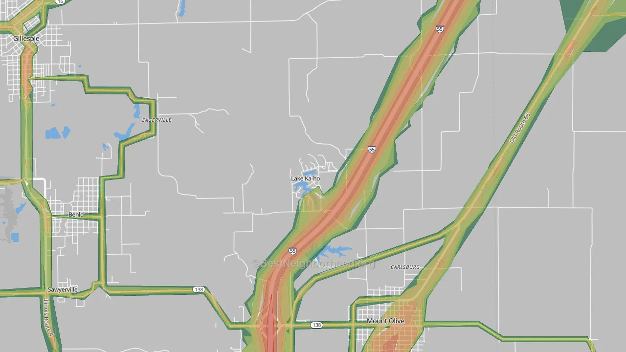 Lake Ka-ho, IL Map of Noise Levels in Lake Ka-ho