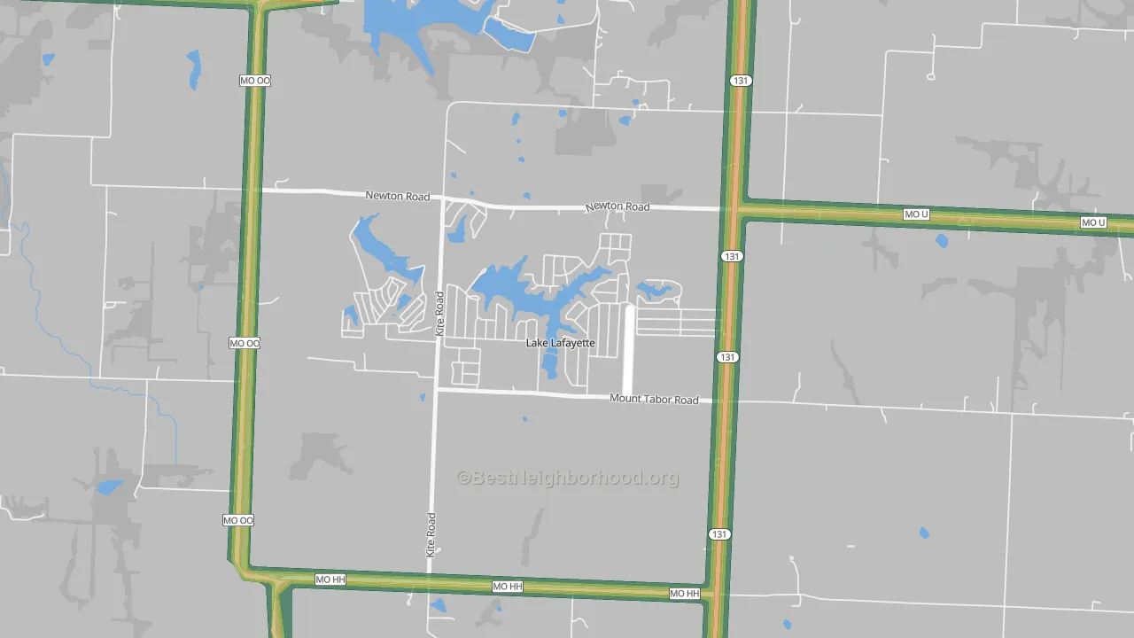 Lake Lafayette, MO Map of Noise Levels in Lake Lafayette