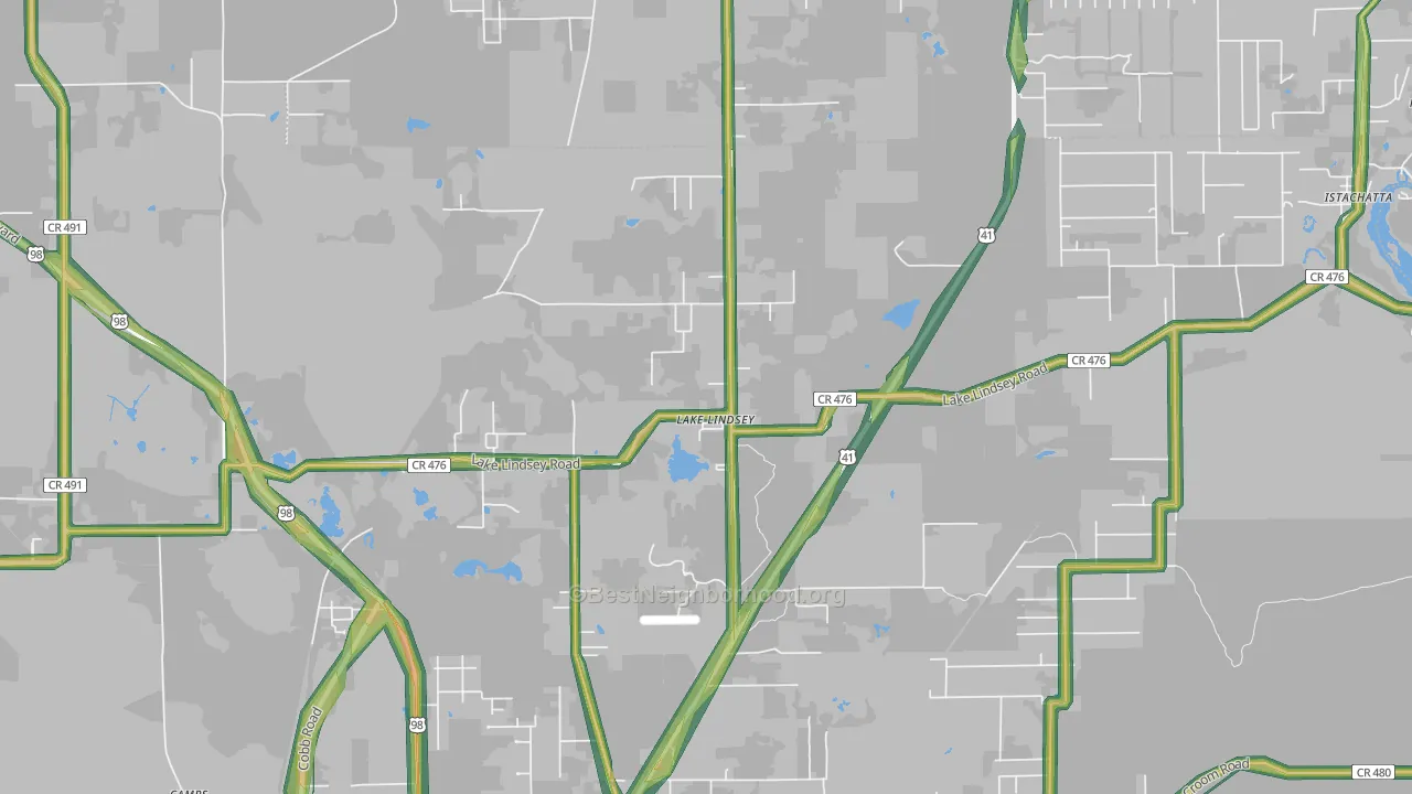 Lake Lindsey, FL Map of Noise Levels in Lake Lindsey