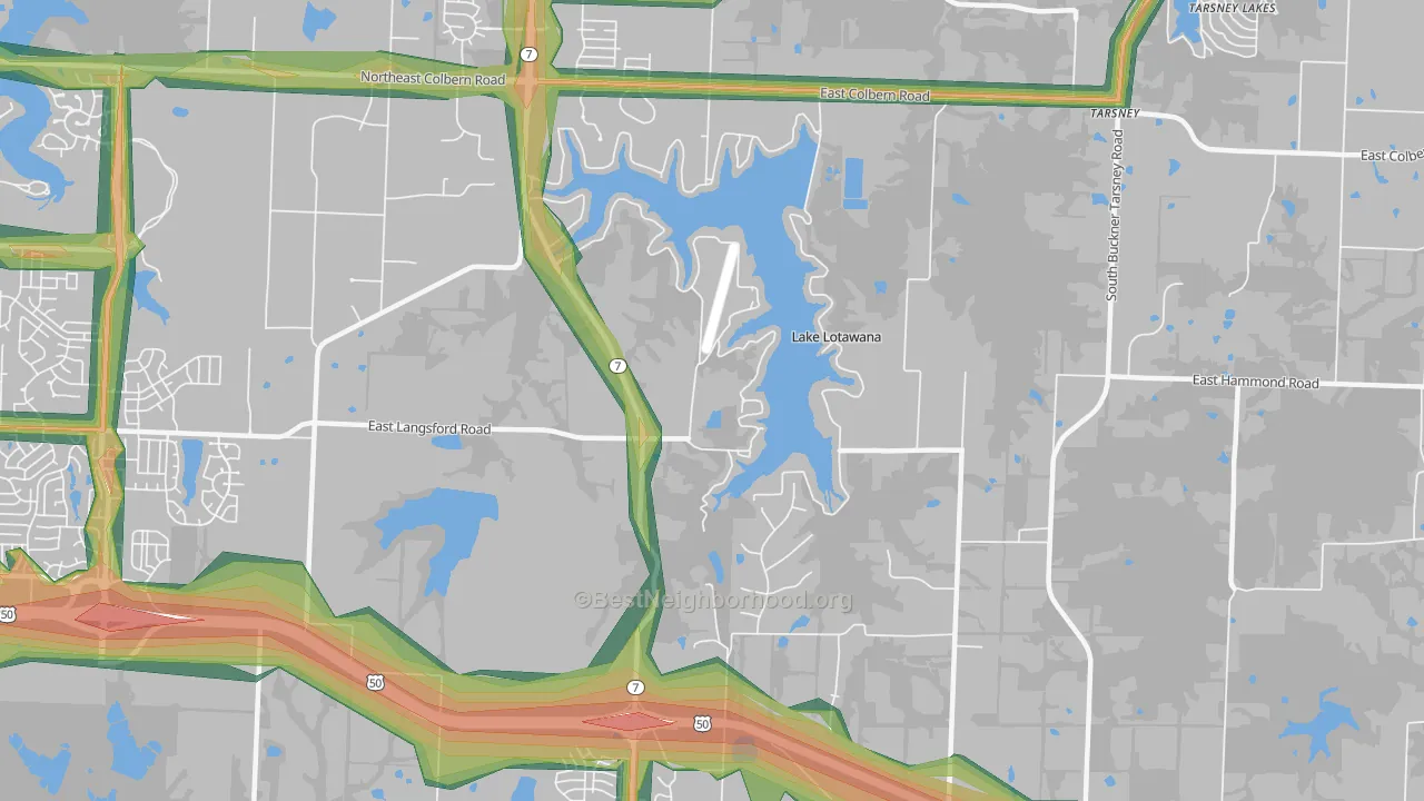 Lake Lotawana, MO Map of Noise Levels in Lake Lotawana