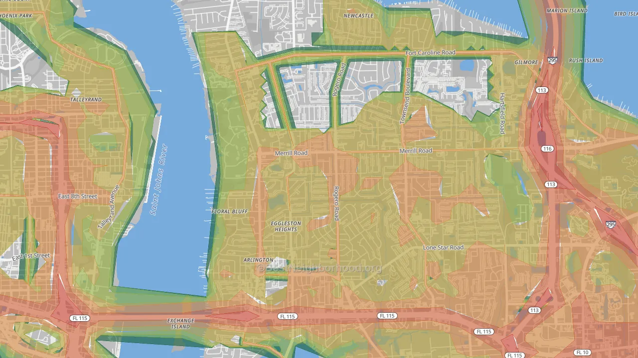 Lake Lucina, Jacksonville, FL Map of Noise Levels in Lake Lucina