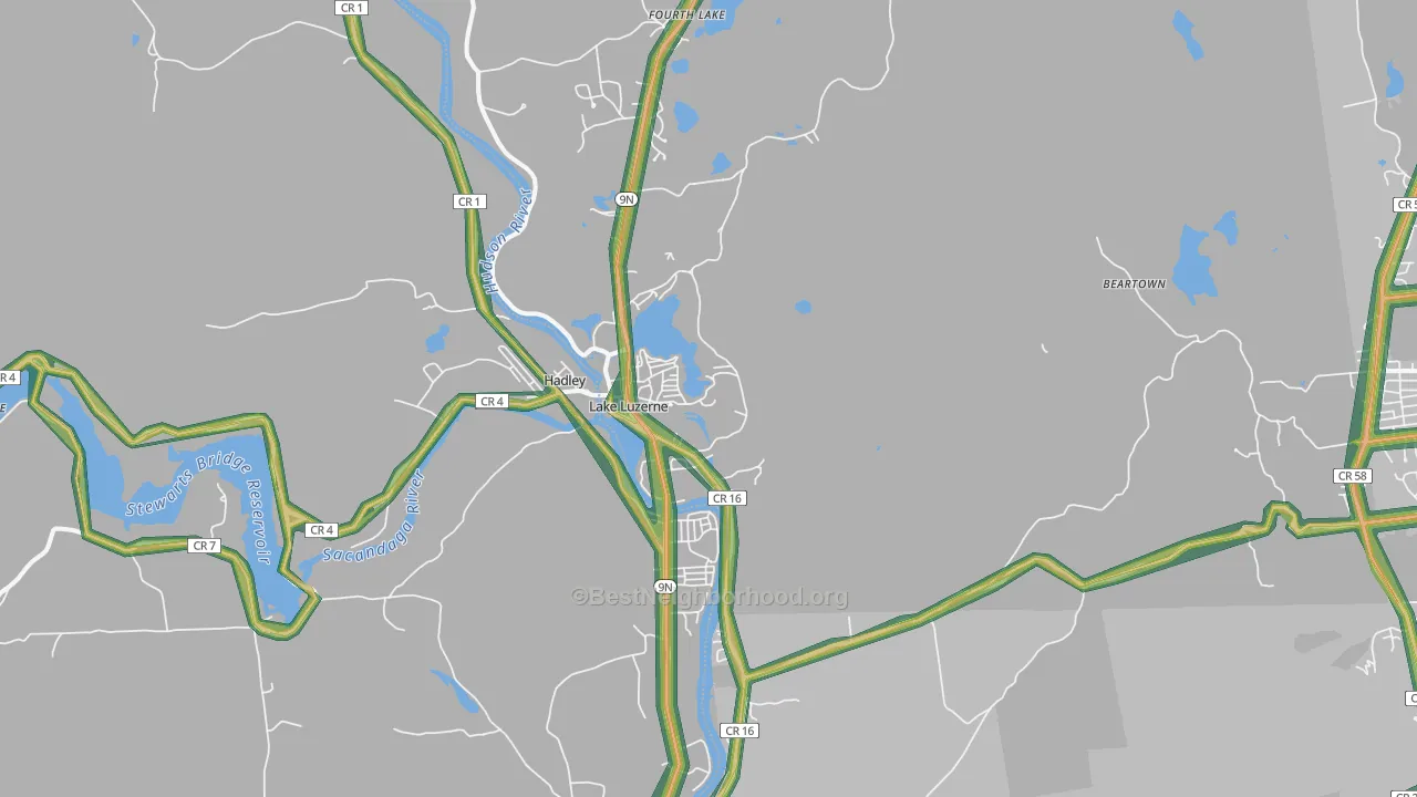 Lake Luzerne, NY Map of Noise Levels in Lake Luzerne