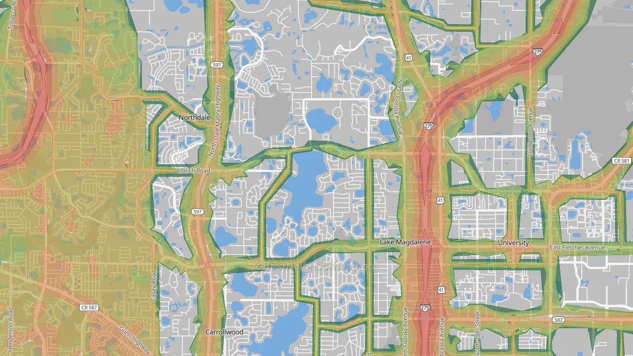Lake Magdalene, FL Map of Noise Levels in Lake Magdalene