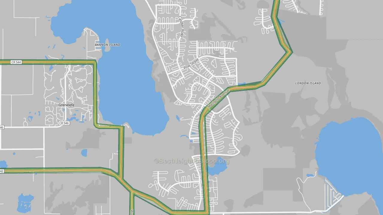 Lake Marion Village, Poinciana, FL Map of Noise Levels in Lake Marion Village