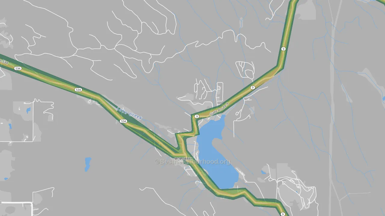 Lake McMurray, WA Map of Noise Levels in Lake McMurray