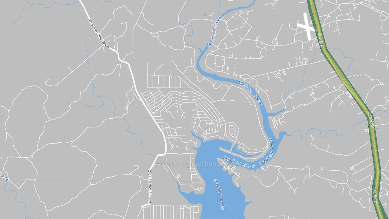 Lake Medina Shores, TX Map of Noise Levels in Lake Medina Shores