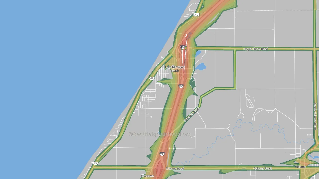 Lake Michigan Beach, MI Map of Noise Levels in Lake Michigan Beach