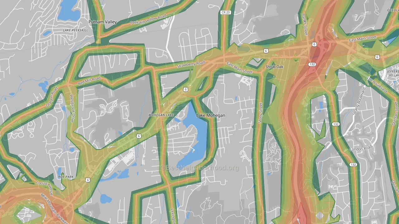 Lake Mohegan, NY Map of Noise Levels in Lake Mohegan