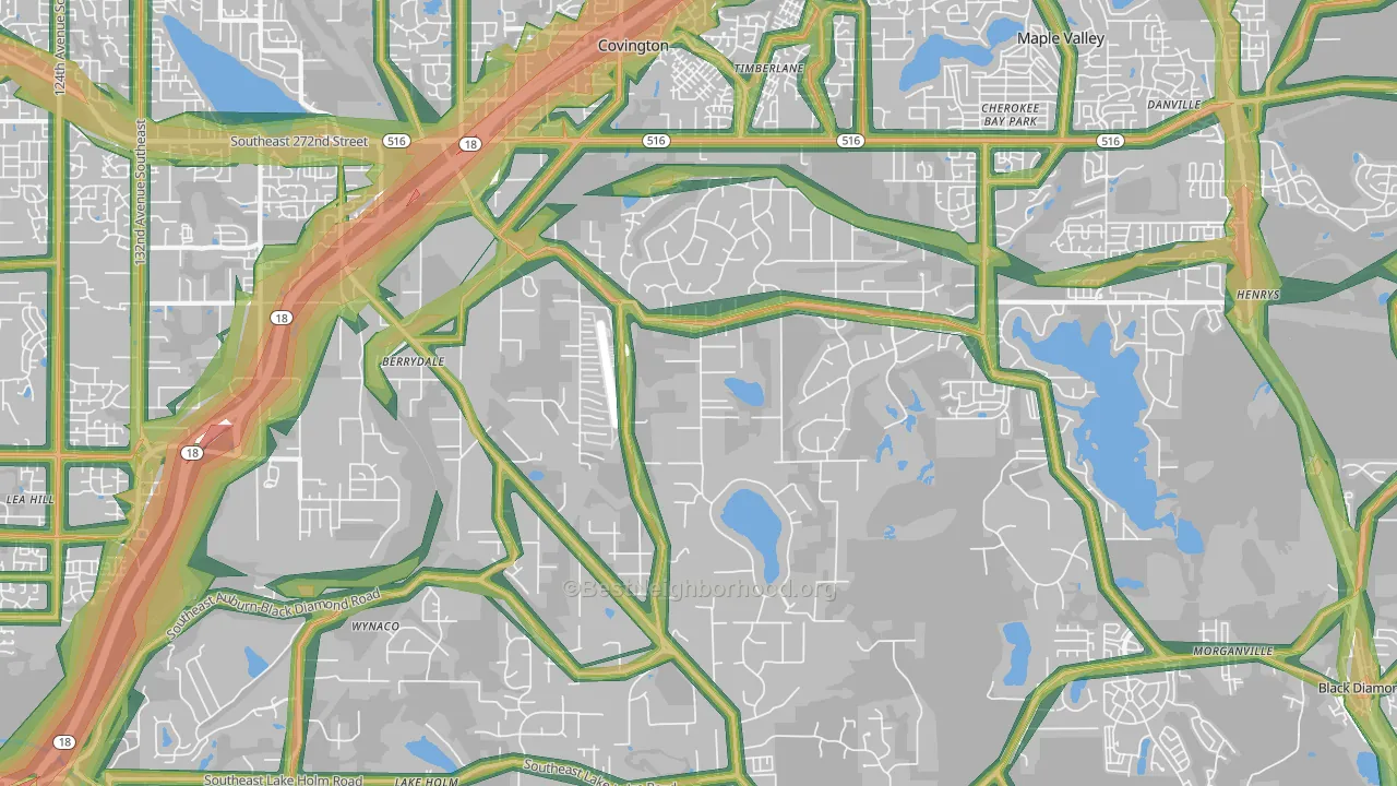Lake Morton-Berrydale, WA Map of Noise Levels in Lake Morton-Berrydale