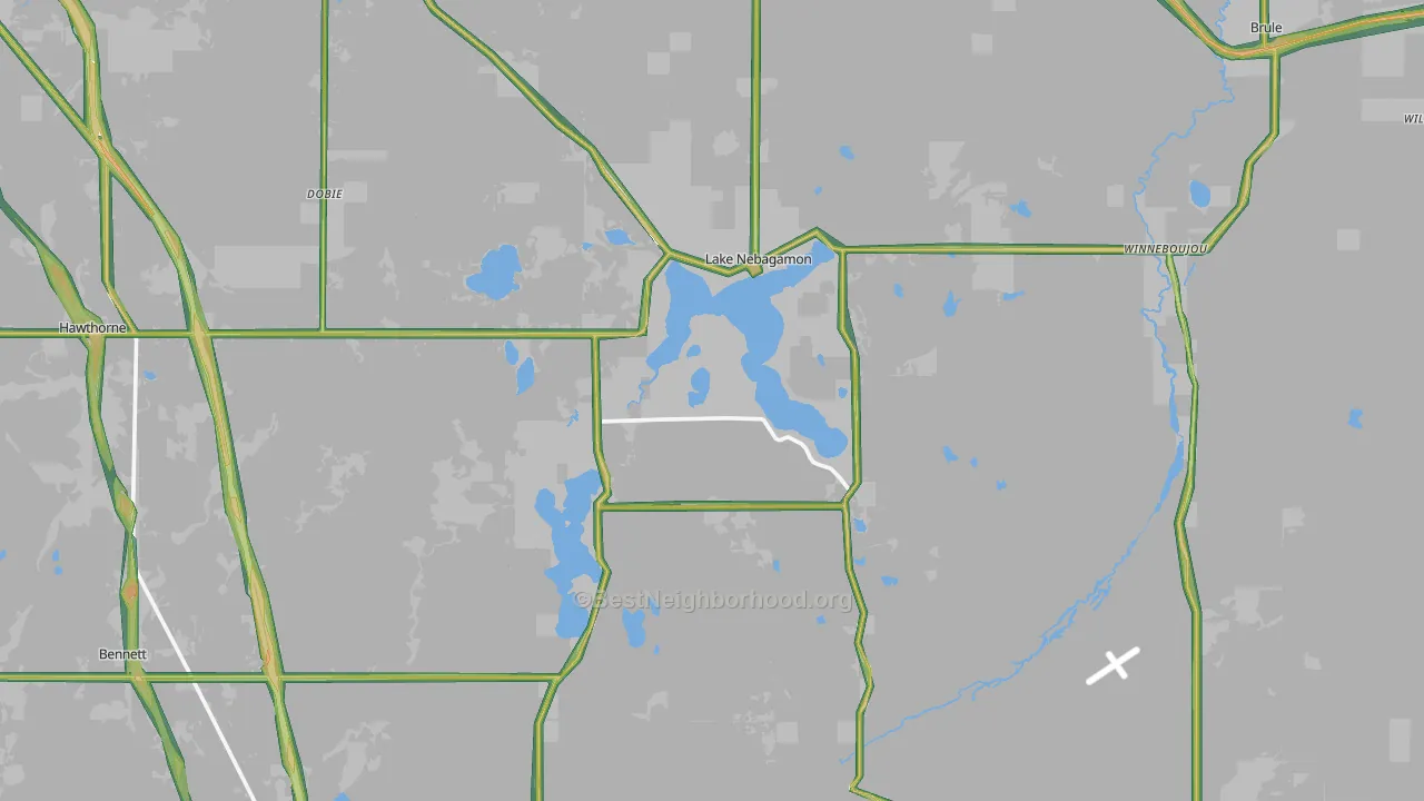 Lake Nebagamon, WI Map of Noise Levels in Lake Nebagamon