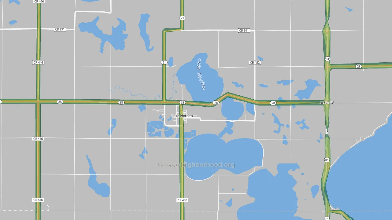 Lake Norden, SD Map of Noise Levels in Lake Norden