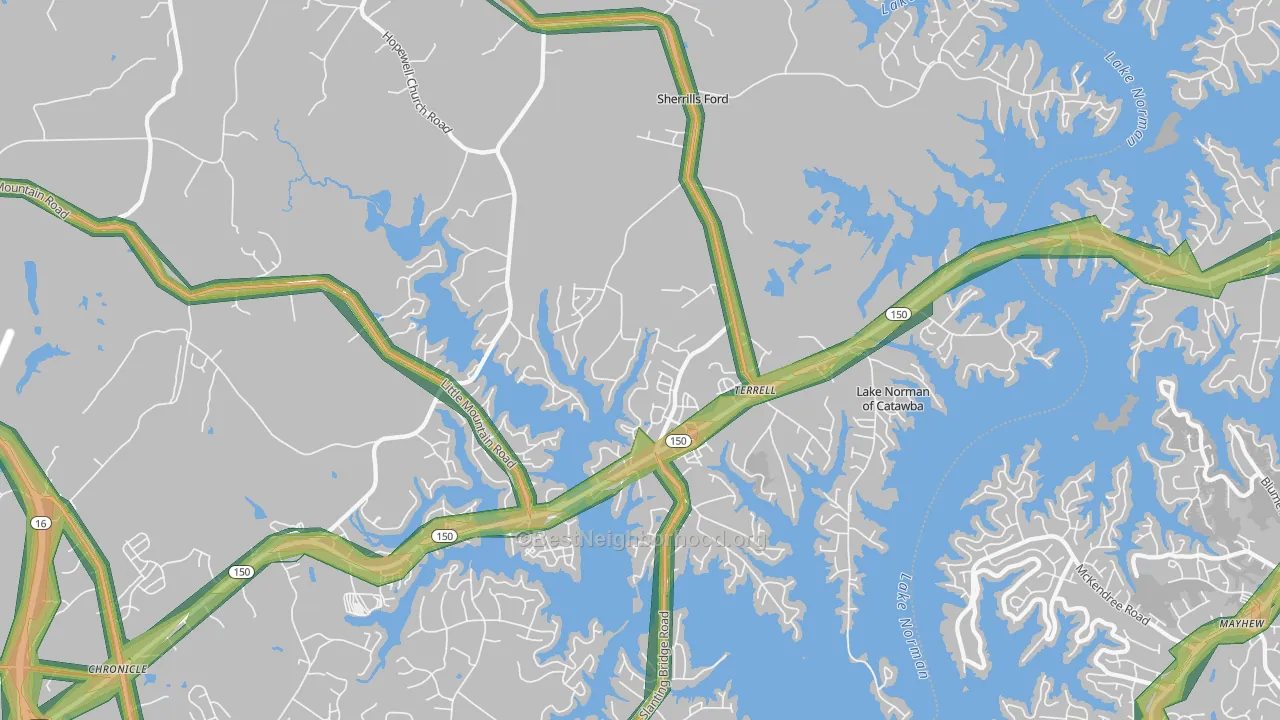 Lake Norman of Catawba, NC Map of Noise Levels in Lake Norman of Catawba