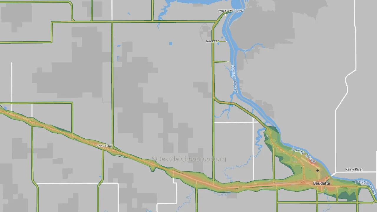 Lake of the Woods County, MN Map of Noise Levels in Lake of the Woods County