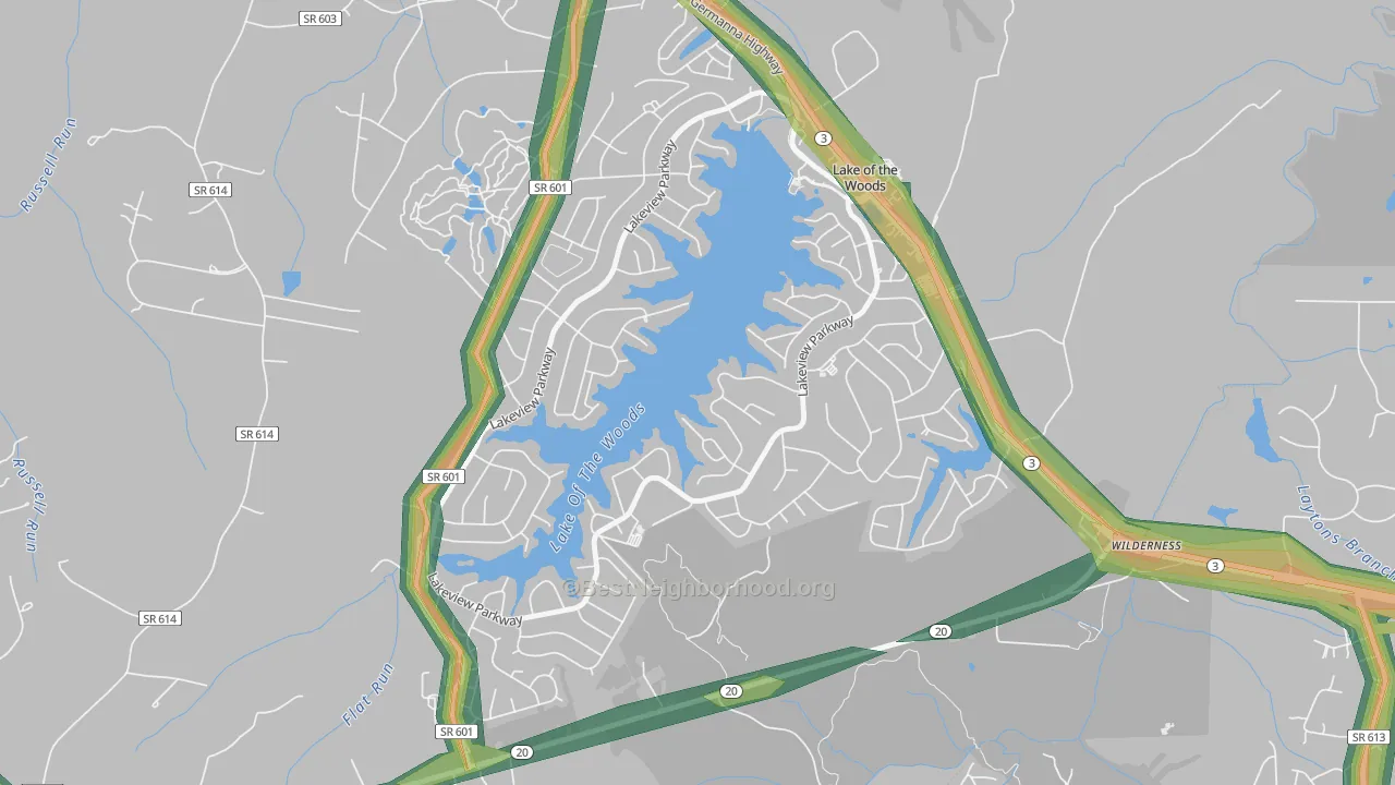Lake of the Woods, VA Map of Noise Levels in Lake of the Woods