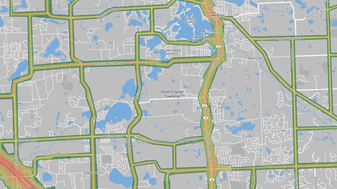 Lake Orion, MI Map of Noise Levels in Lake Orion