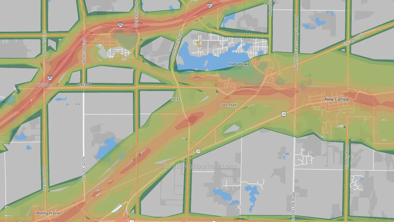 Lake Park, IN Map of Noise Levels in Lake Park