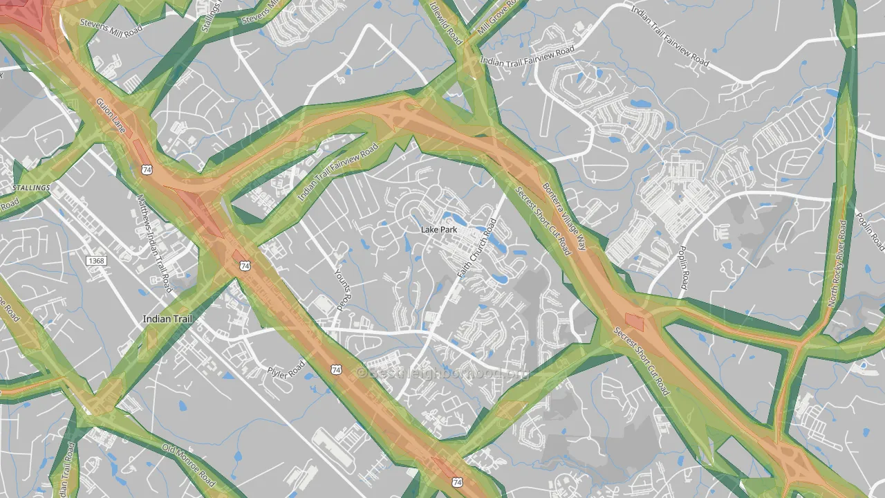 Lake Park, NC Map of Noise Levels in Lake Park