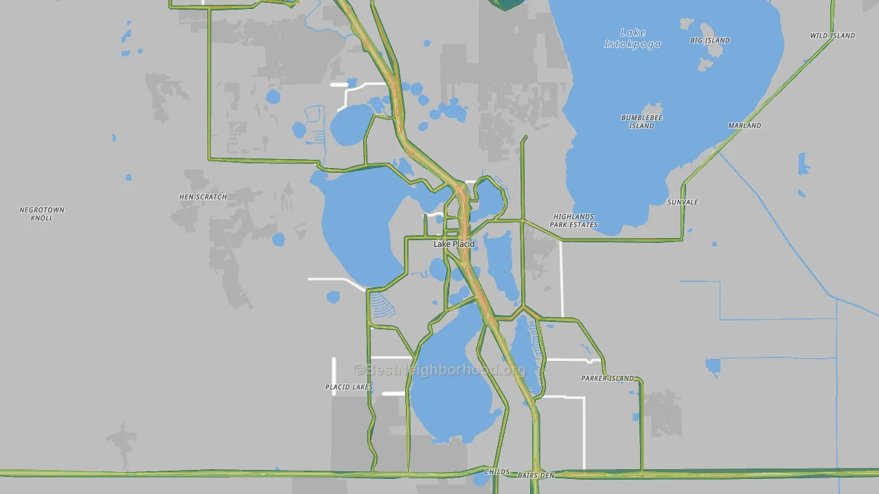 Lake Placid, FL Map of Noise Levels in Lake Placid