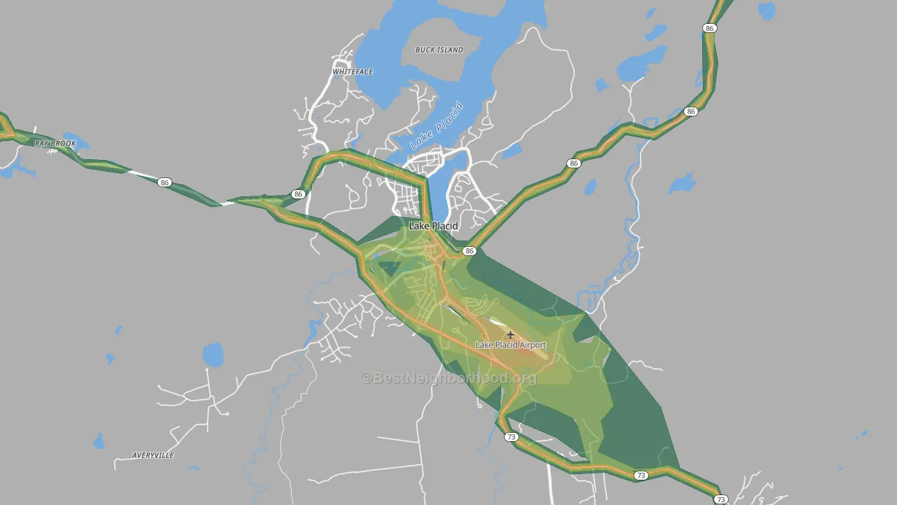 Lake Placid, NY Map of Noise Levels in Lake Placid