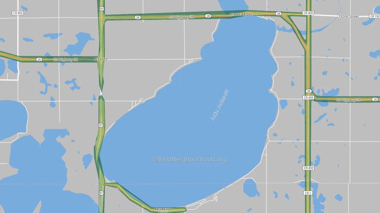 Lake Poinsett, SD Map of Noise Levels in Lake Poinsett