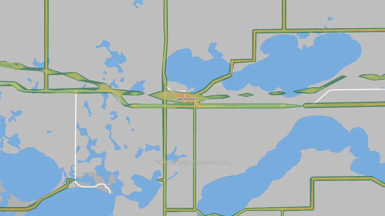 Lake Preston, SD Map of Noise Levels in Lake Preston