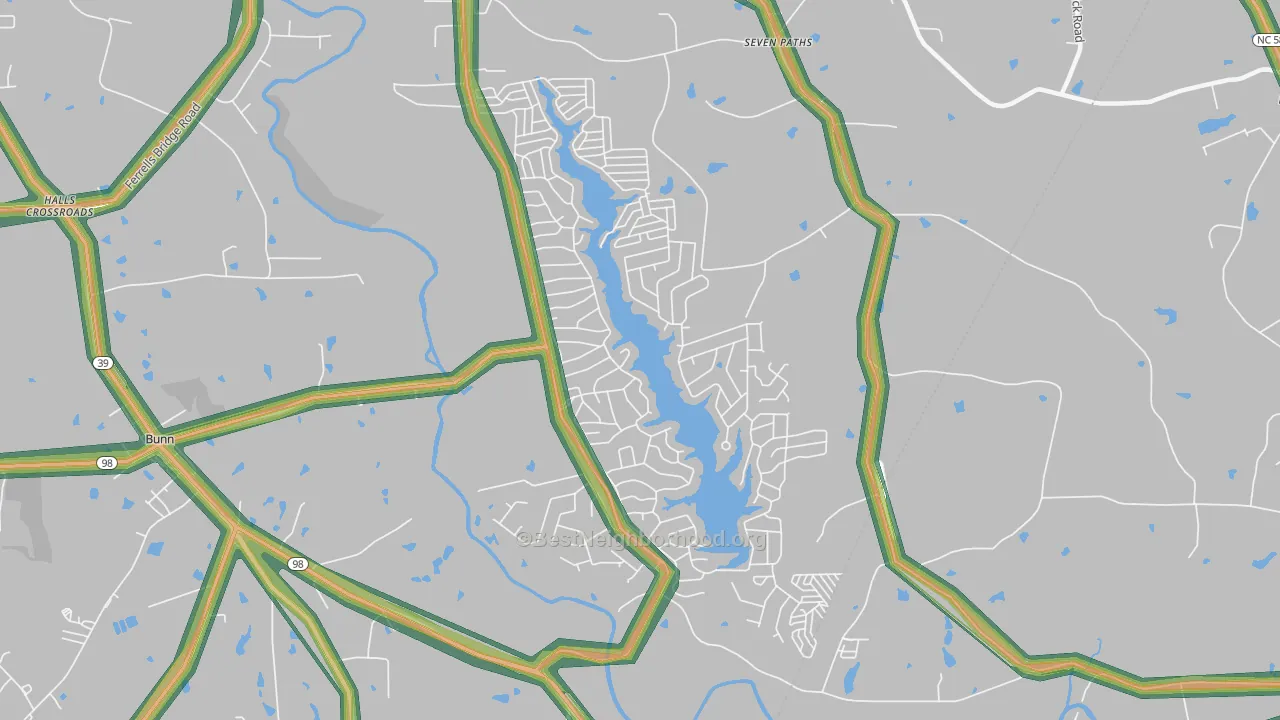 Lake Royale, NC Map of Noise Levels in Lake Royale