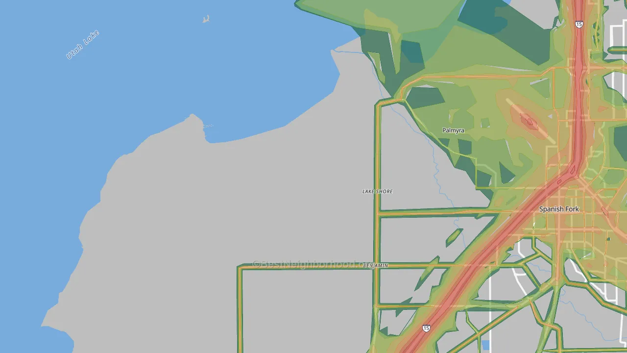 Lake Shore, UT Map of Noise Levels in Lake Shore