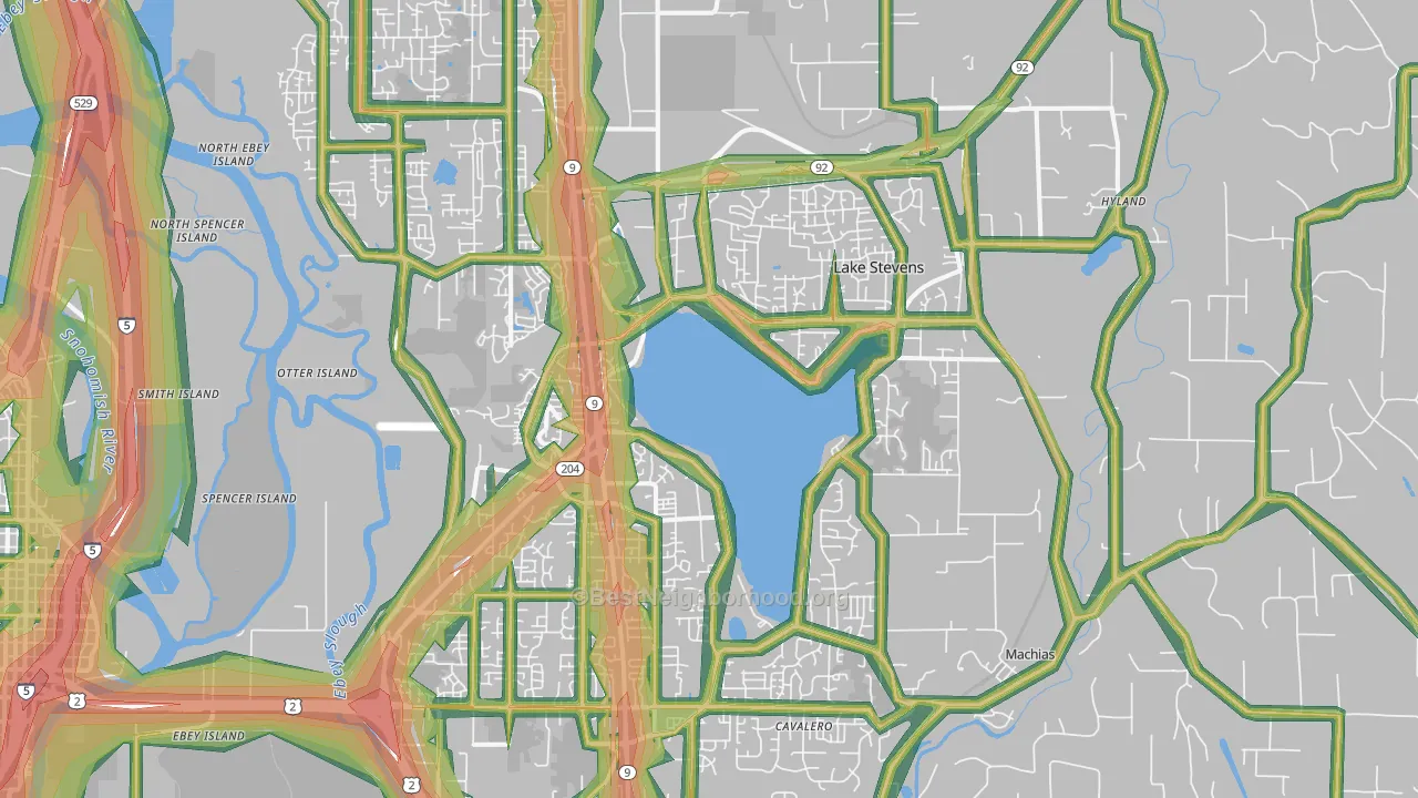 Lake Stevens, WA Map of Noise Levels in Lake Stevens