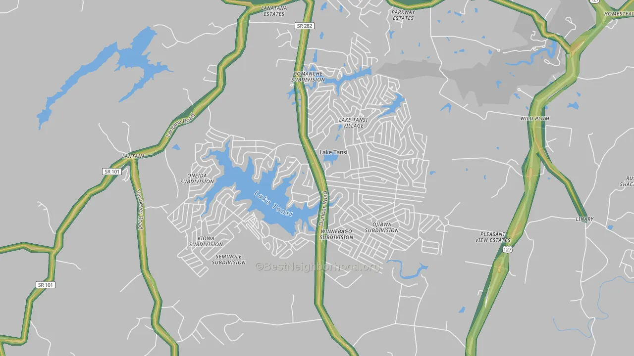 Lake Tansi, TN Map of Noise Levels in Lake Tansi