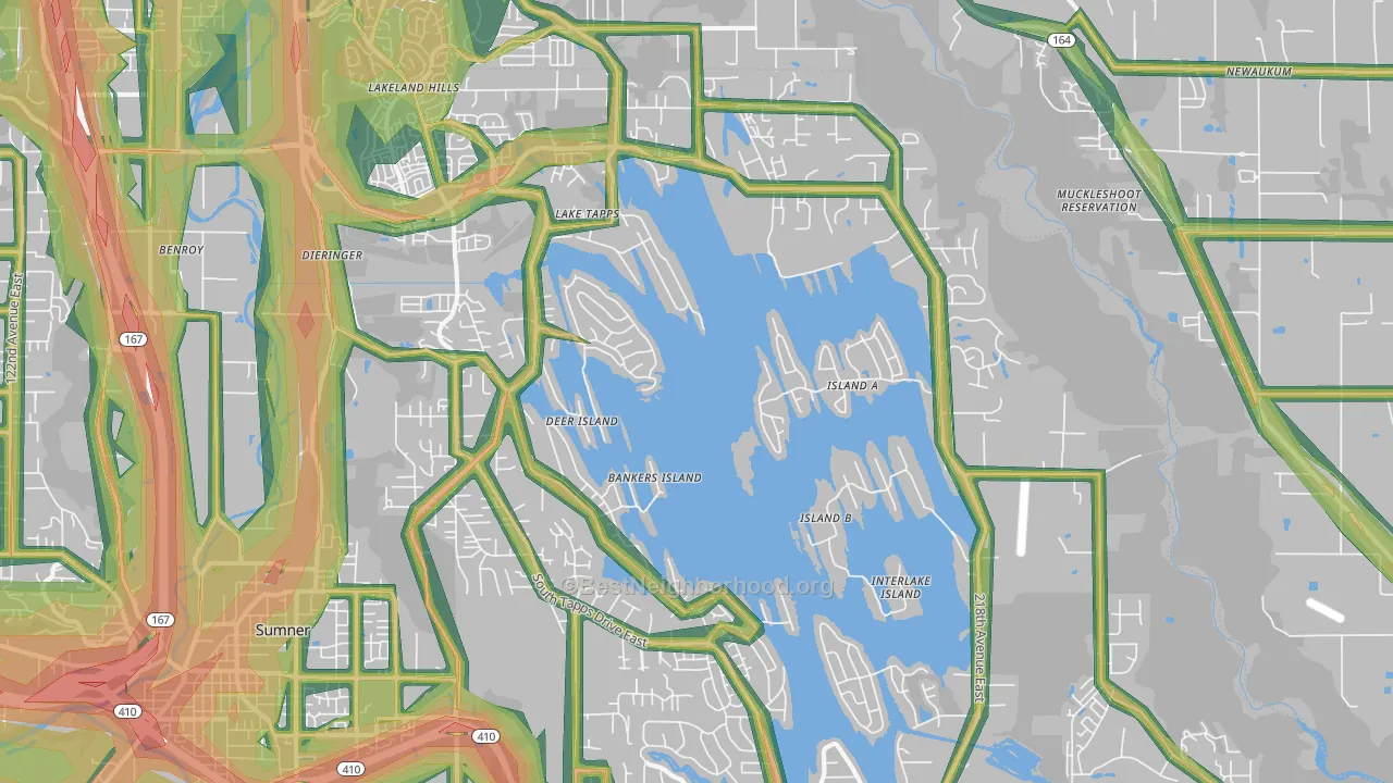 Lake Tapps, WA Map of Noise Levels in Lake Tapps