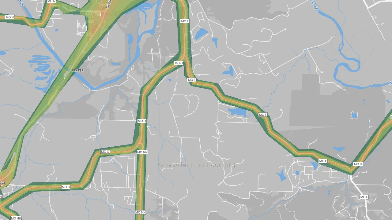 Lake Tekakwitha, MO Map of Noise Levels in Lake Tekakwitha