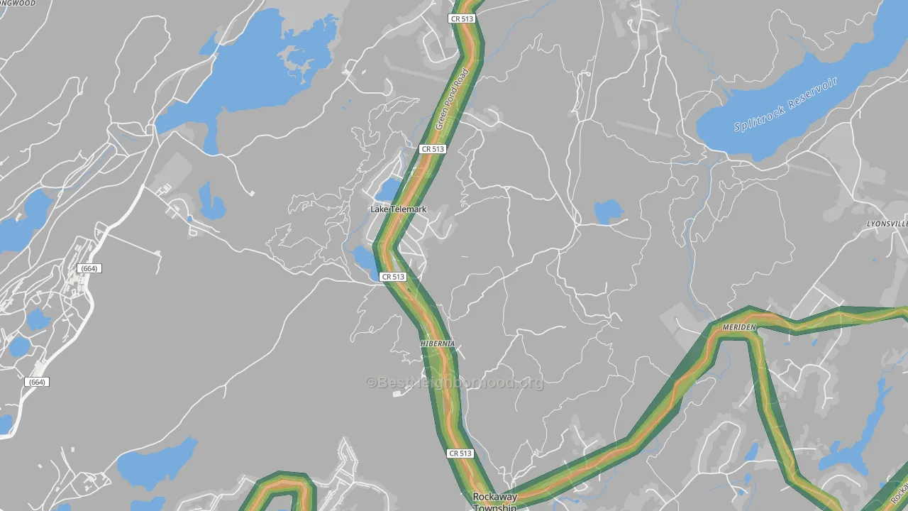Lake Telemark, NJ Map of Noise Levels in Lake Telemark