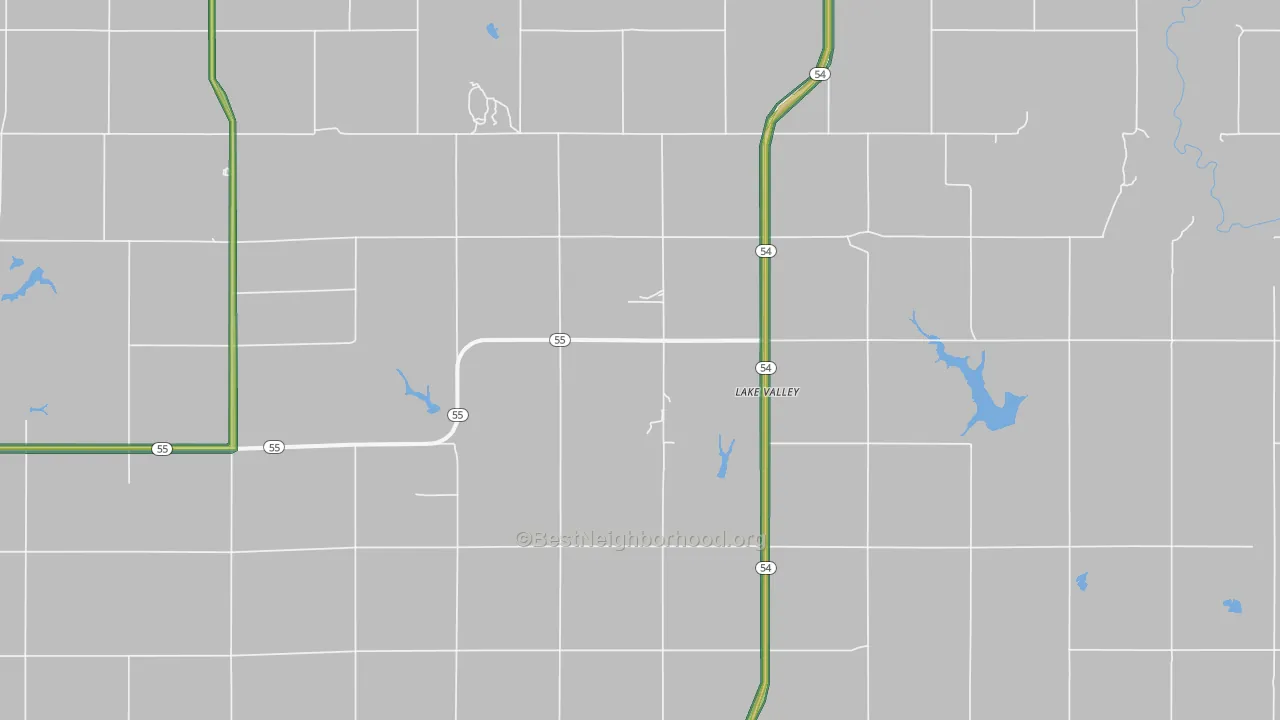 Lake Valley, OK Map of Noise Levels in Lake Valley