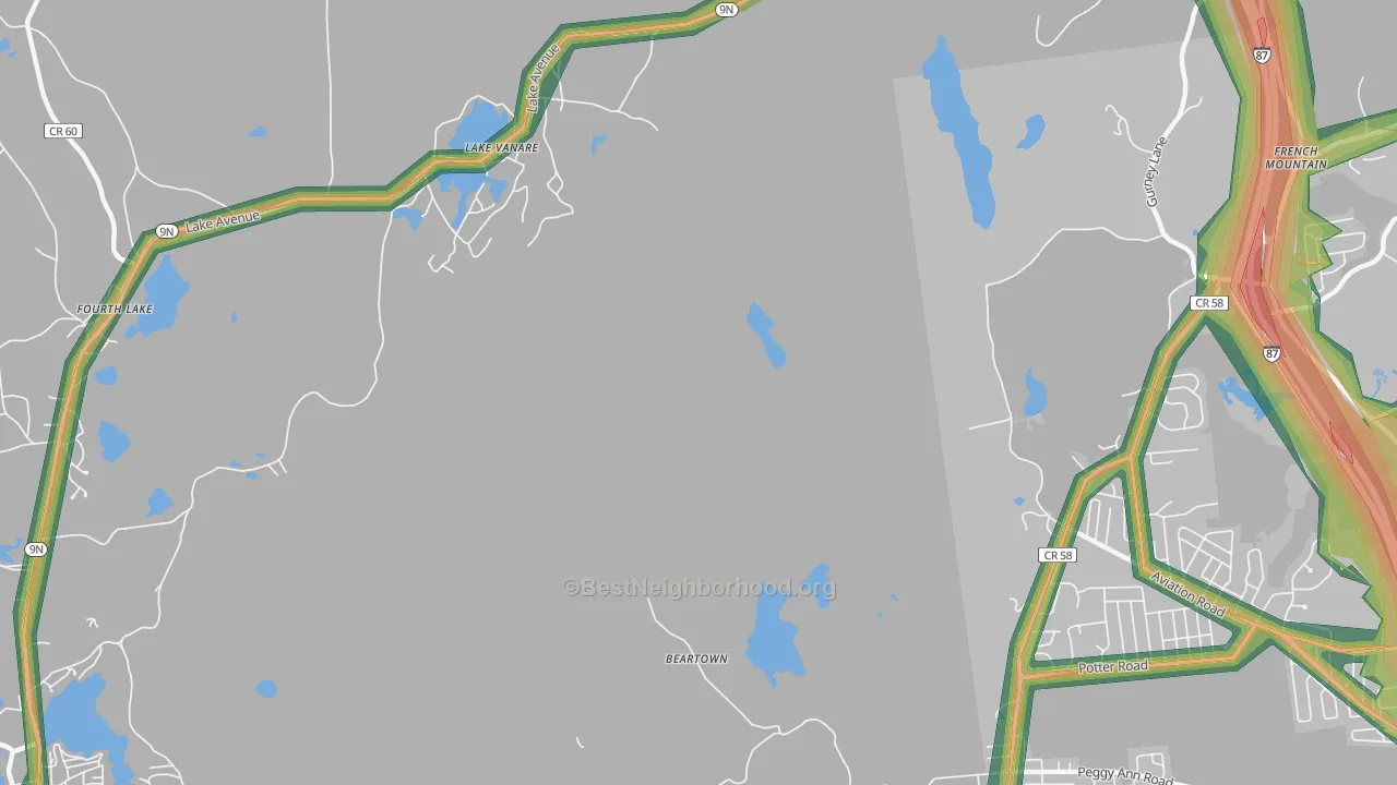 Lake Vanare, NY Map of Noise Levels in Lake Vanare
