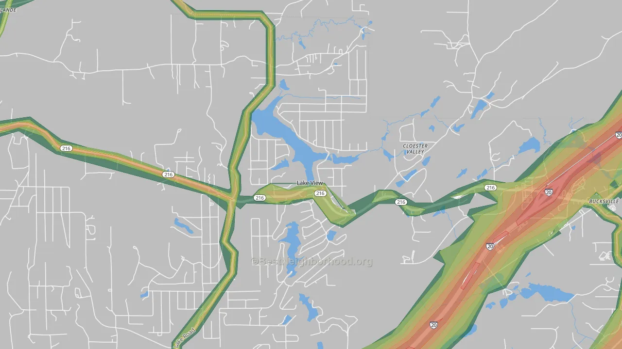 Lake View, AL Map of Noise Levels in Lake View