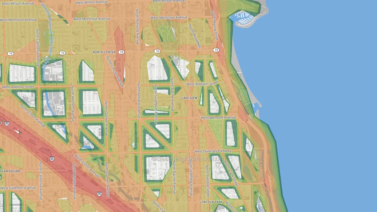 Lake View, Chicago, IL Map of Noise Levels in Lake View