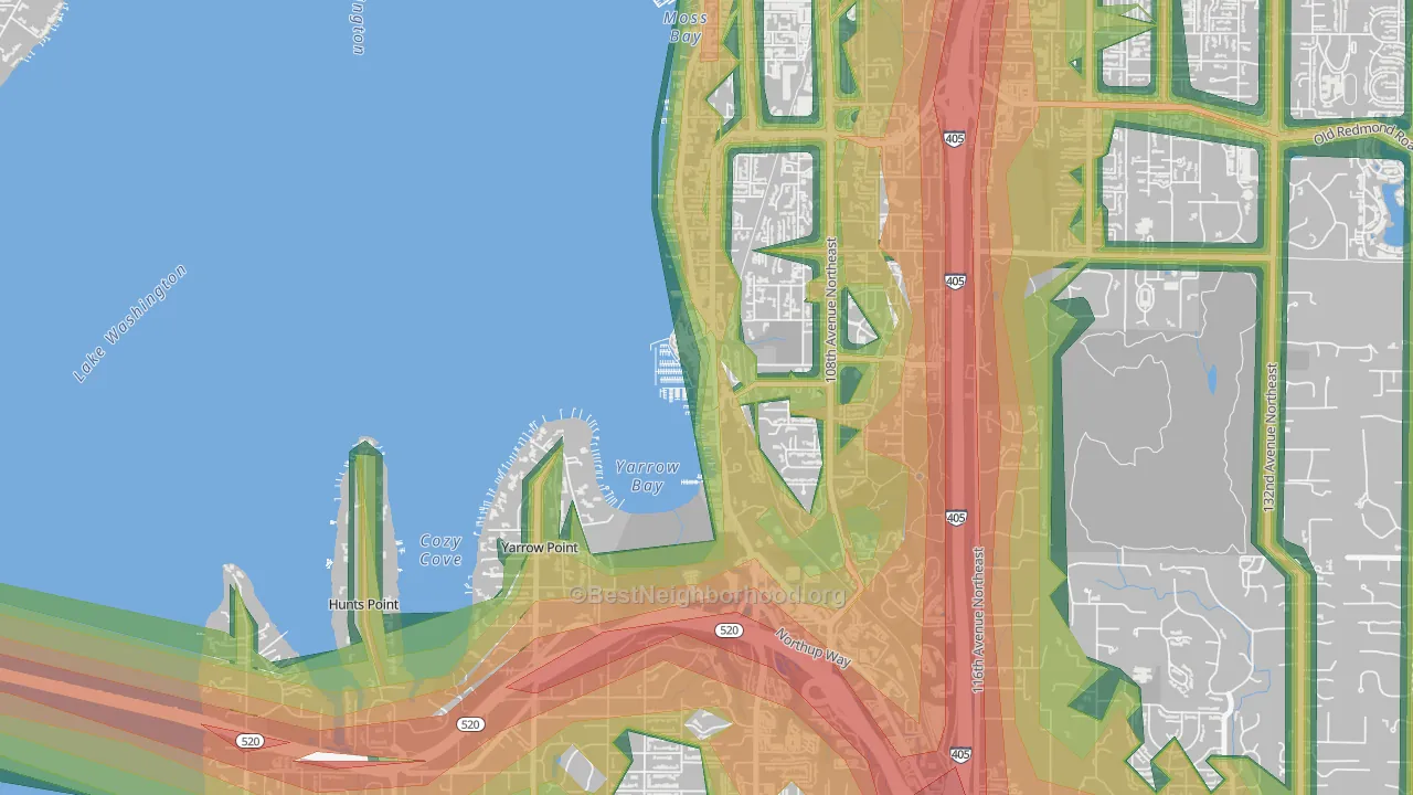 Lake View, Kirkland, WA Map of Noise Levels in Lake View