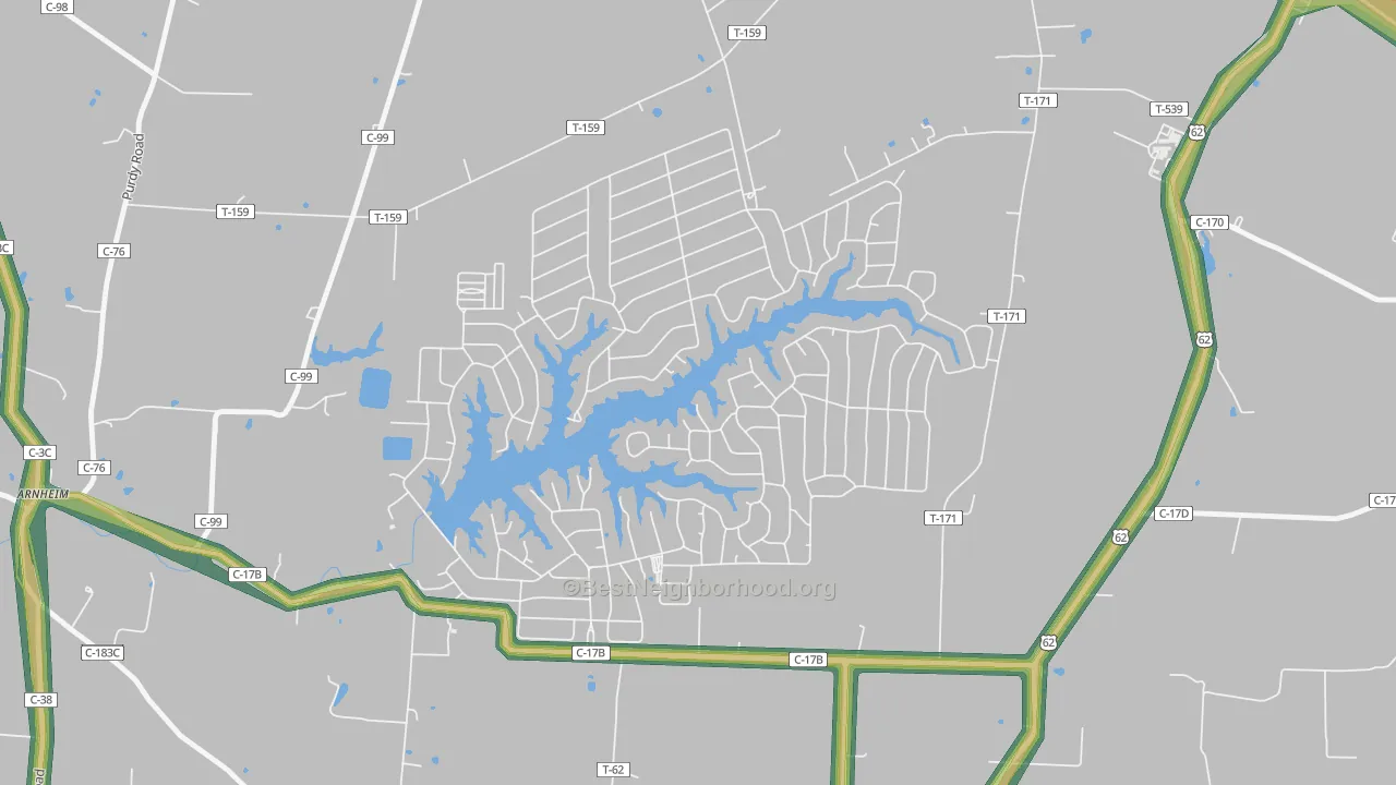 Lake Waynoka, OH Map of Noise Levels in Lake Waynoka